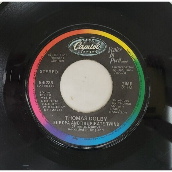 Record 45 RPM Vinyl  Thomas Dolby- Radio Silence/ Europa And The Pirate Twins - Picture 4 of 4